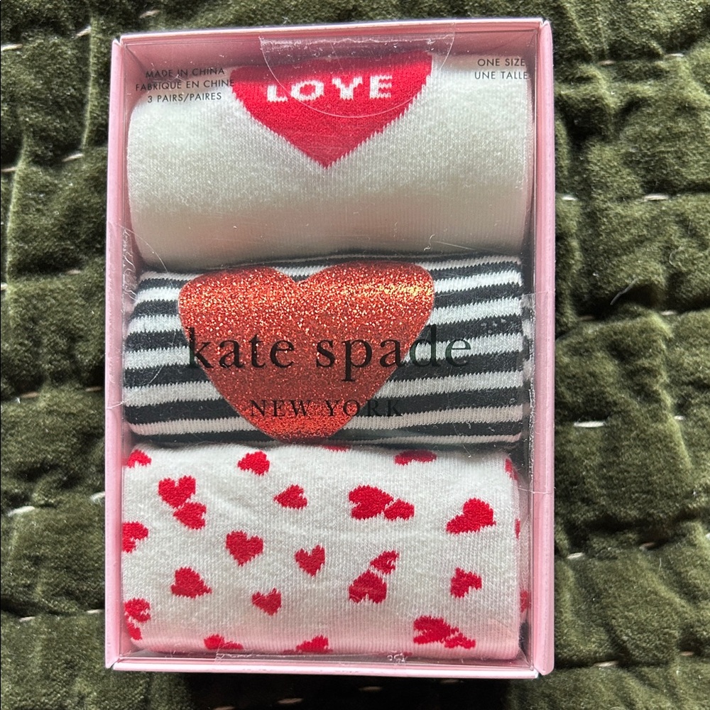 Kate Spade Heart Pattern Sock Trio